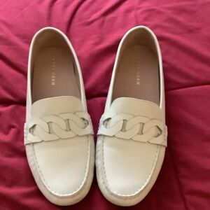 Cole Haan Cream Loafers with Chain Detail